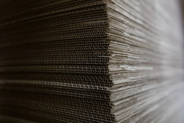 Uma Folha Papelão Pilha Folhas Perfuradas Papelão Ondulado São Empilhadas — Fotografia de Stock