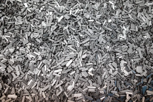 Odpady Perforacji Metalowej Wycinki Okrągłe Owalne Odpady Technologiczne Odpady Stemplowaniu — Zdjęcie stockowe