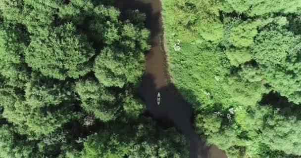 Nehirde Rafting Yapmak Yüksek Bir Yerden Kayak Yapmak Ormanda Bir — Stok video