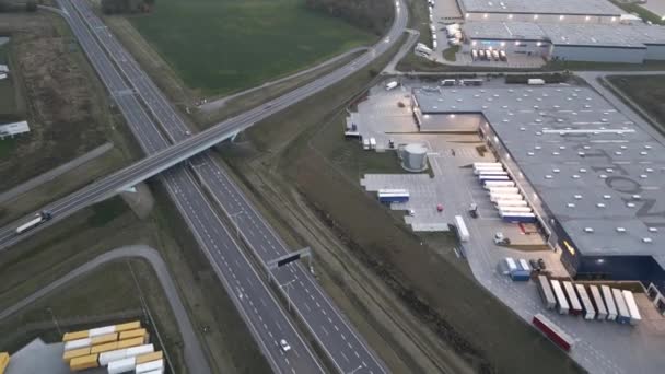 Polen Breslau Oktober 2022 Logistikzentrum Der Nähe Des Straßenknotenpunktes Große — Stockvideo