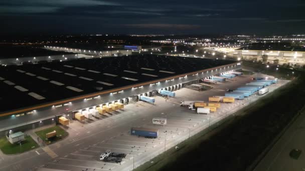 Polska Wrocław Października 2022 Ogromne Centrum Logistyczne Nocy Widok Dużą — Wideo stockowe