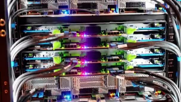 Belarus Minsk November 2022 Server Hardware Data Center Rows Server — Stock Video