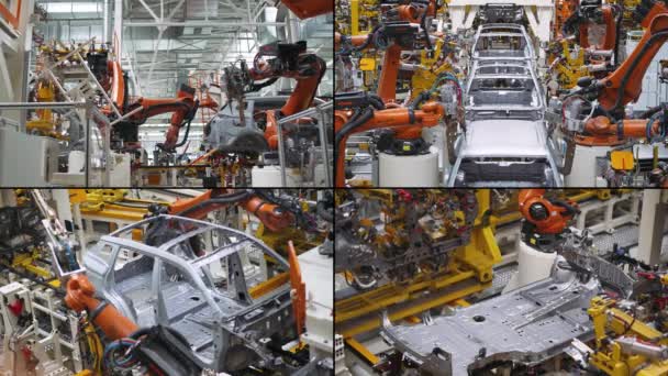 Belarús Borisov Octubre 2017 Collage Video Producción Moderna Automóviles Proceso — Vídeo de stock