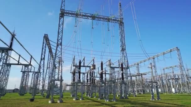 Energía Energía Transporte Electricidad Enorme Central Eléctrica Vista Las Torres — Vídeos de Stock