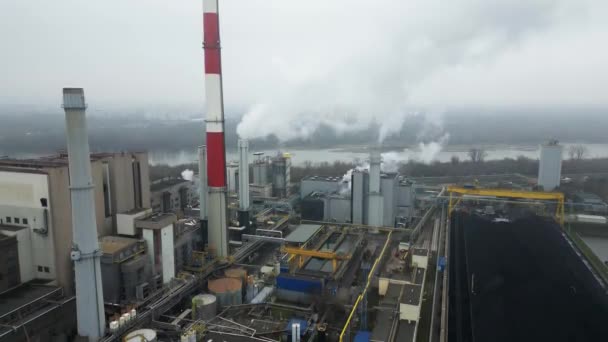 Paysage Industriel Extraction Énergie Partir Charbon Centrale Thermique Vue Hauteur — Video