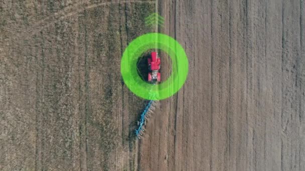 Krajina Zemědělství Výsev Obilí Sledování Gps Systému Hud Zemědělský Traktor — Stock video