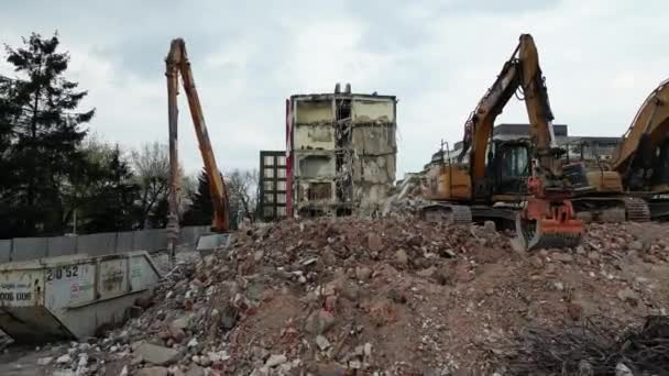Poland Wroclaw April 2023 Aerial View Demolition Building Residential Area — Stock Video