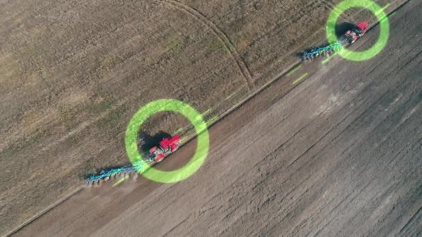 Campo Agricultura Siembra Granos Sistema Gps Seguimiento Hud Tractores Agrícolas — Vídeos de Stock
