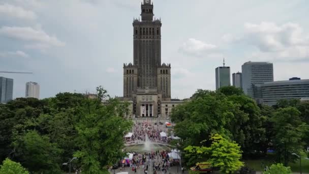 Warszawa Polen Juni 2023 Flygfoto Hbtq Jämställdhet Marsch Stadsparken Från — Stockvideo