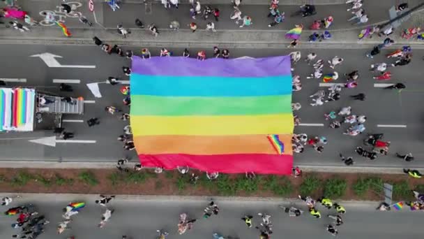 Βαρσοβία Πολωνία Ιουνίου 2023 Αεροφωτογραφία Πορεία Ισότητας Λοατ Θέα Από — Αρχείο Βίντεο