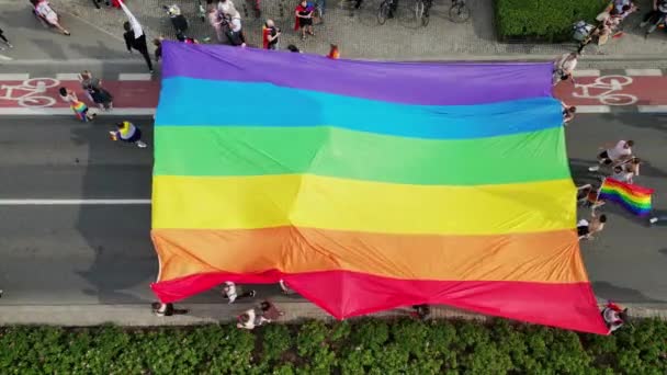 Warschau Polen Juni 2023 Demonstratie Lgbt Gelijkheid Mars Uitzicht Vanaf — Stockvideo