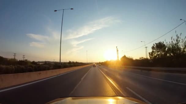 Viaggio Estivo Serata Vista Prima Persona Auto Movimento Autostrada Paesaggio — Video Stock