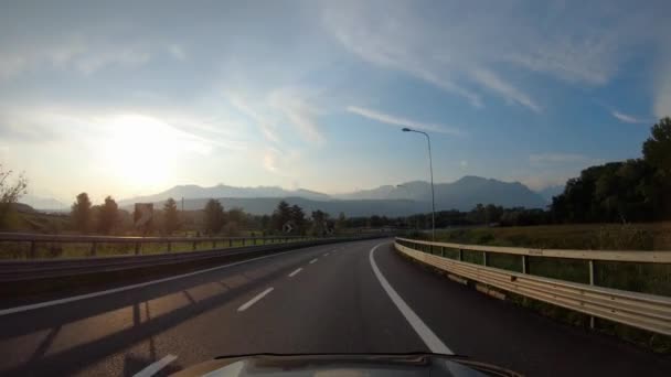 Summer Road Trip Europe First Person View Moving Car Highway — Stock Video