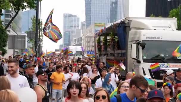 Varsovie Pologne Juin 2023 Manifestation Fierté Marche Pour Égalité Lgbt — Video