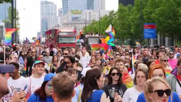 Βαρσοβία Πολωνία Ιουνίου 2023 Διαδήλωση Υπερηφάνειας Πορεία Ισότητας Λοατ Θέα — Αρχείο Βίντεο