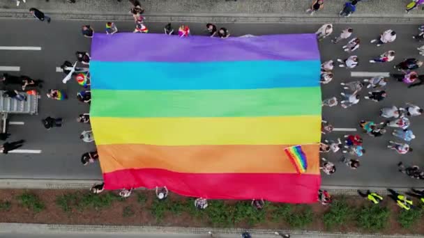 Varsó Lengyelország Június 2023 Lmbt Egyenlőség Felvonulás Kilátás Magasból Egy — Stock videók
