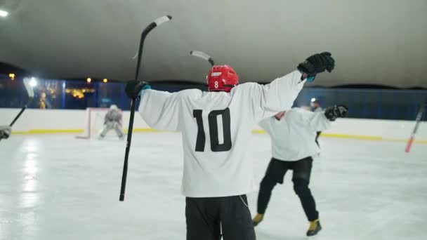 Biélorussie Minsk Novembre 2021 Les Joueurs Hockey Professionnels Réjouissent Victoire — Video
