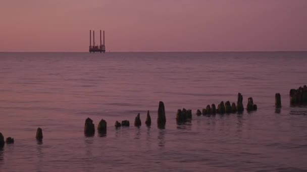 Polen Danzig September 2023 Abendstimmung Blick Auf Die Frachtplattform Meer — Stockvideo