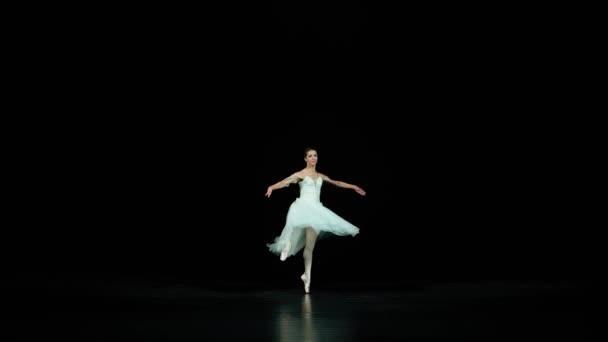Bailarina Elegante Baile Tutú Blanco Realizar Elementos Coreográficos Dramáticos Sobre — Vídeo de stock