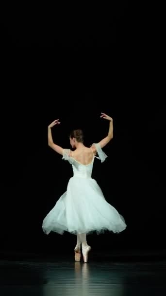Ballet Élégante Ballerine Dans Une Danse Tutu Blanche Exécuter Des — Video