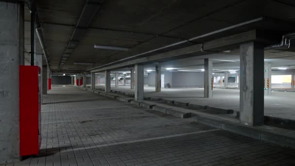 Statyczne Tło Podziemnego Parkingu Parking Biurowy Betonowymi Ścianami Szablon Chromakey — Wideo stockowe