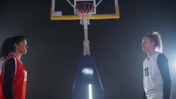 Повільний Рух Жіночий Чемпіонат Баскетболу Тренувальна Гра Протистояння Двох Командних — стокове відео