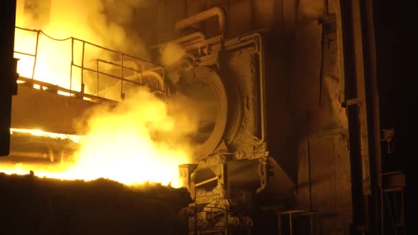 Çelik Yapımı Çelik Eritme Ocağı Havalandırma Sistemi Işletim Süreci Fırına — Stok video