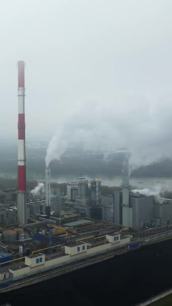 Industrial Landscape Energy Extraction Coal Thermal Power Station View Height — Stock Video