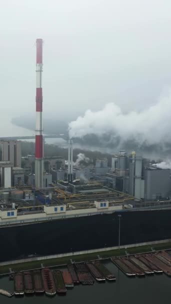 Vue Aérienne Paysage Industriel Extraction Énergie Partir Charbon Centrale Thermique Séquence Vidéo