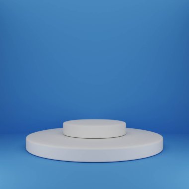 Mavi arkaplanda beyaz duruş, üç boyutlu resimleme