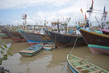 Mumbai limanında ticari balıkçı tekneleri 