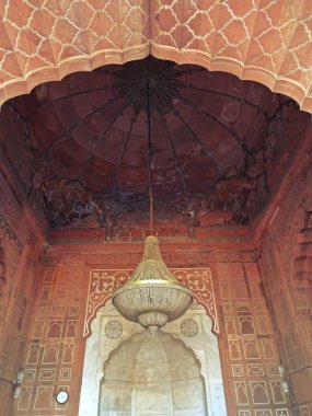 Jama Mescidi 'nin iç kısmı (cami), Delhi, Hindistan 