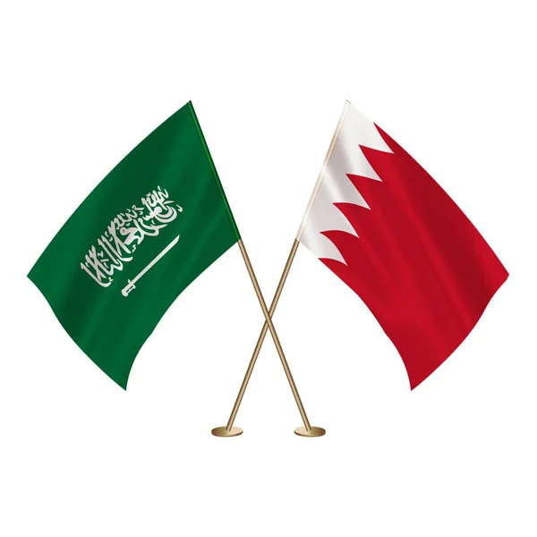 Bahreyn Krallığı Suudi Arabistan Krallığı Nın Minyatür Bayrağı Birleşti — Stok fotoğraf
