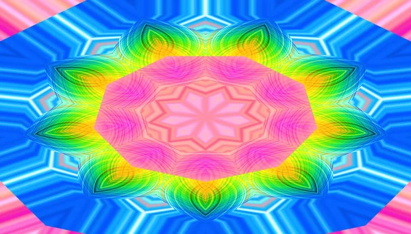 Πολύχρωμο Floral Καλειδοσκόπιο Μοτίβο Ψυχεδελικό Floral Μοτίβο — Φωτογραφία Αρχείου