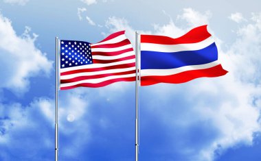 Amerikan bayrağı ve Tayland bayrağı
