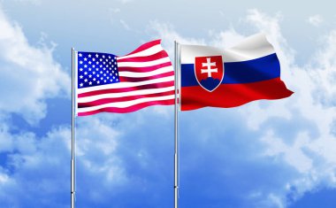 Amerikan bayrağı ve Slovakya bayrağı