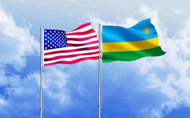 Ruanda bayrağıyla birlikte Amerikan bayrağı