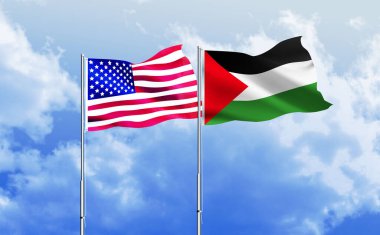 Amerikan bayrağı ve Filistin bayrağı