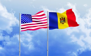 Moldova bayrağıyla birlikte Amerikan bayrağı