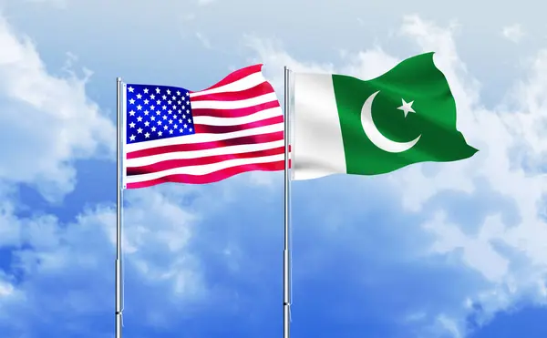 American flag together with Pakistan flag