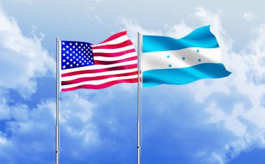 Honduras bayrağıyla birlikte Amerikan bayrağı