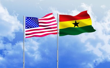 Amerikan bayrağı ve Gana bayrağı