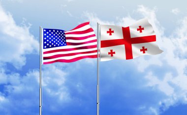 Amerikan bayrağı ve Gürcistan bayrağı