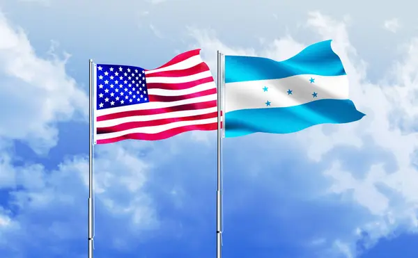 American flag together with Honduras flag