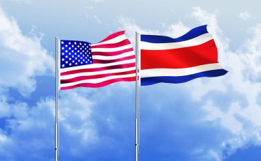 Amerikan bayrağı ve Kosta Rika bayrağı