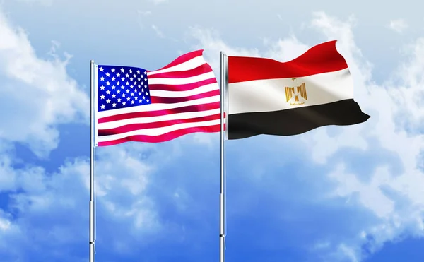 American flag together with Egypt flag