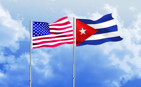 American flag together with Cuba flag