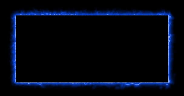 Neon Blue Glowing Frame Black Background Stock Footage