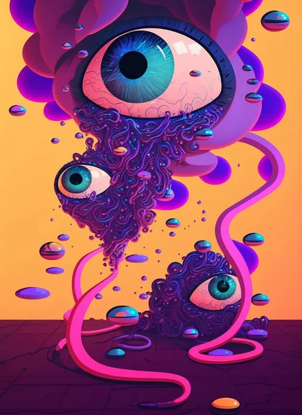 stock image Psychedelic hallucinations. Vibrant illustration. Surreal images. Template for cards, stickers, baners, posters, web social media print Poster