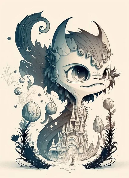 Fairytale fantasy character. Suitable for various purposes such as illustrations on t-shirts, bags, stickers, banners or decorations, greetings, cards, flyers, posters and other design products.